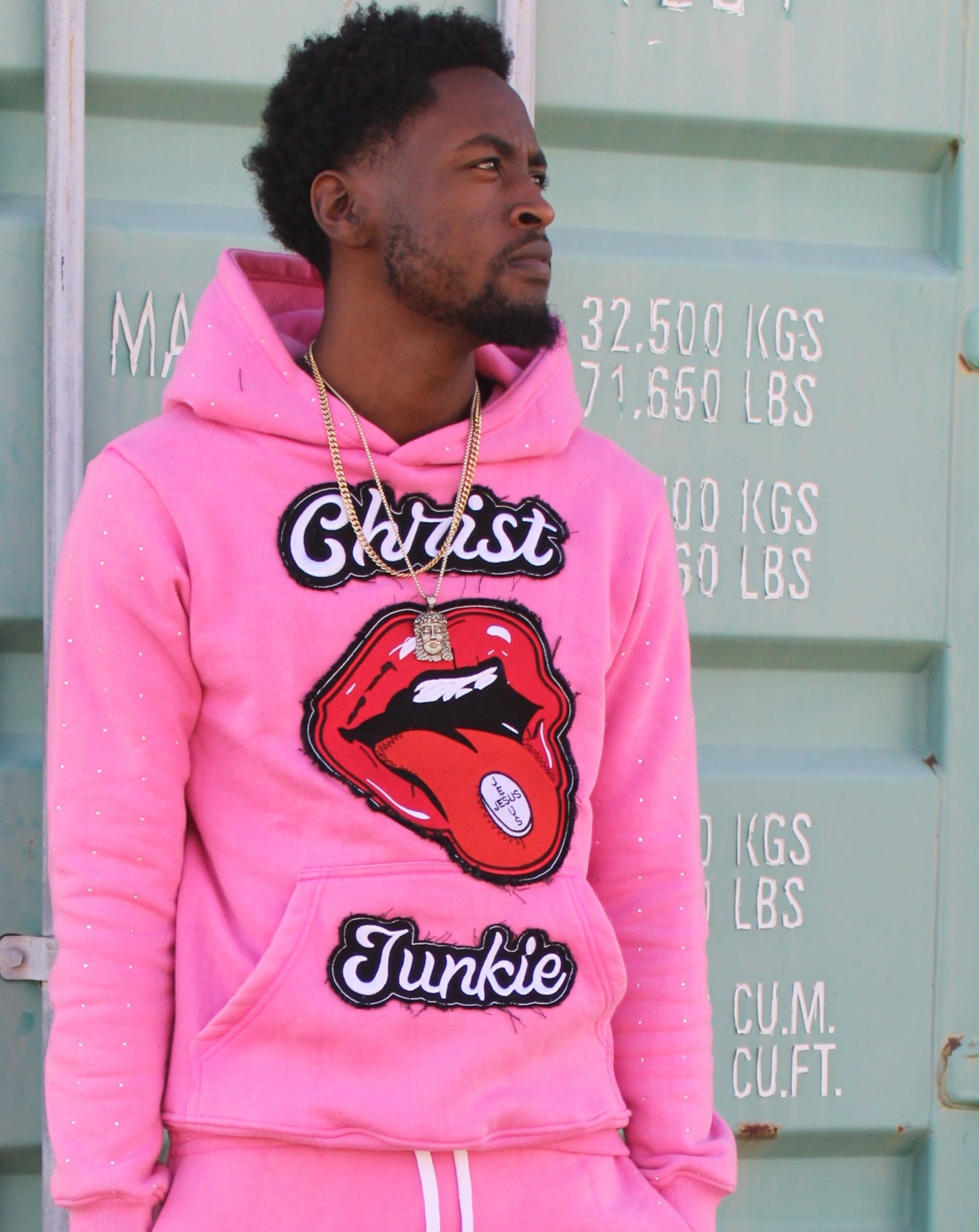 Bubble Gum Pink “Christ Junkie” - Sweatpants